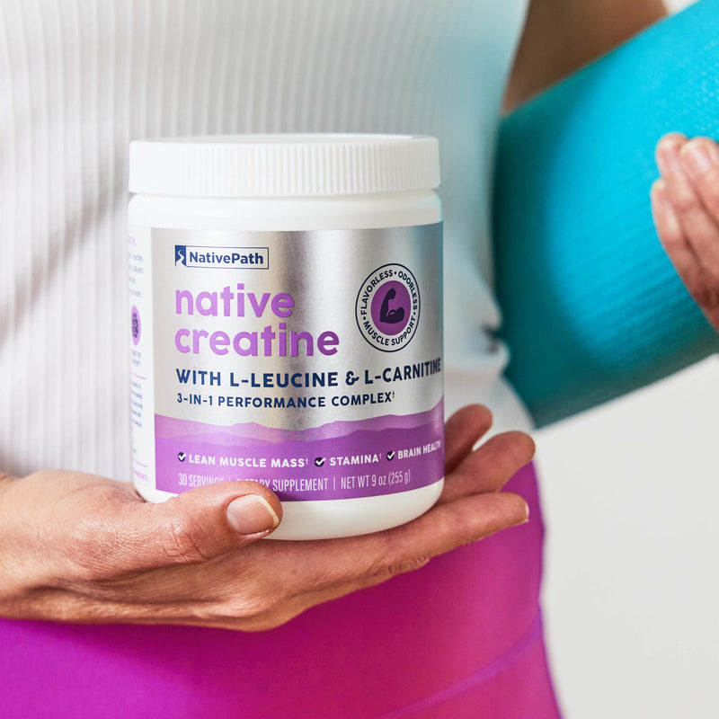 [Australia] - NativePath Creatine Monohydrate Powder with L-Leucine & L-Carnitine - Muscle Building Supplement for Men & Women - 30 Servings 