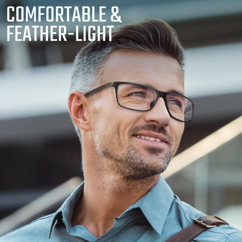[Australia] - Carbon Blue Light Blocking Glasses Men for Computer, Gaming, Metal Frame Green Light Protection Night Driving Glasses for Man Black Clear 