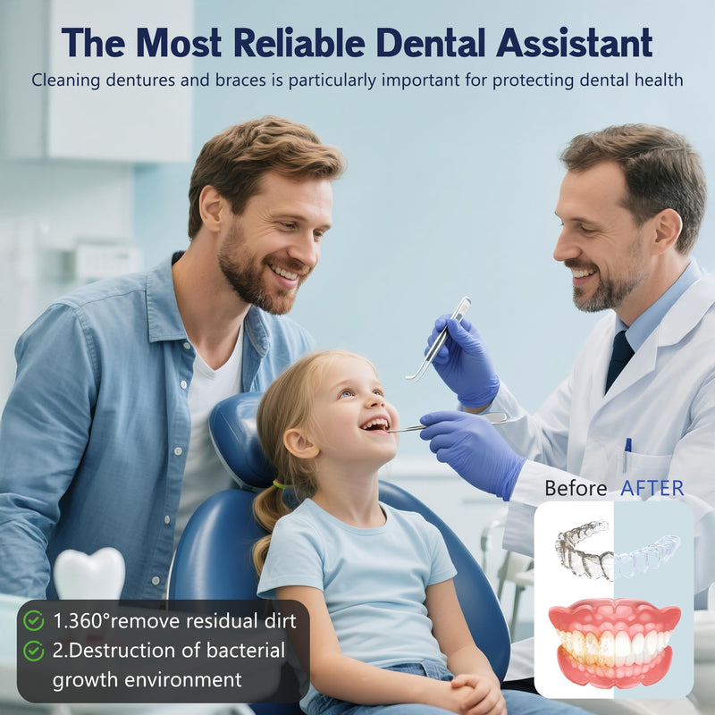 [Australia] - 2025 upgraded 3-in-1 version Ultrasonic Retainer Cleaner Machine, degassing technology+ultrasonic+UV, with a 5-fold increase in cleaning efficiency for Dentures, Mouth Guards, Braces, Jewelry 