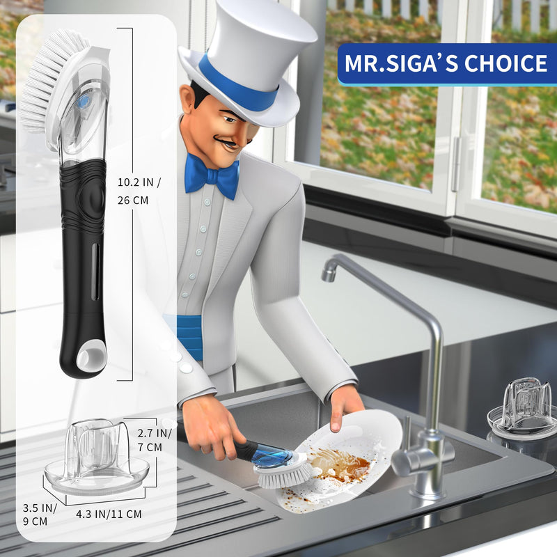 [Australia] - MR.SIGA Soap Dispensing Dish Brush Refills, 4 Pack White 