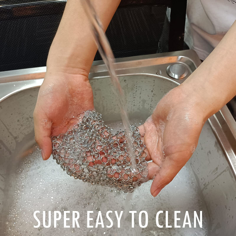 [Australia] - 2pcs 5"x5" Cast Iron Scrubber 316 Chain Mail Scrubber Cast Iron Cleaner-Chainmail Scrubber for Cast Iron Pans, Cast Iron Pan Pot Skillet Cleaner Scrubber for Cleaning Cast Iron,Dutch Ovens,Wok,Pots 