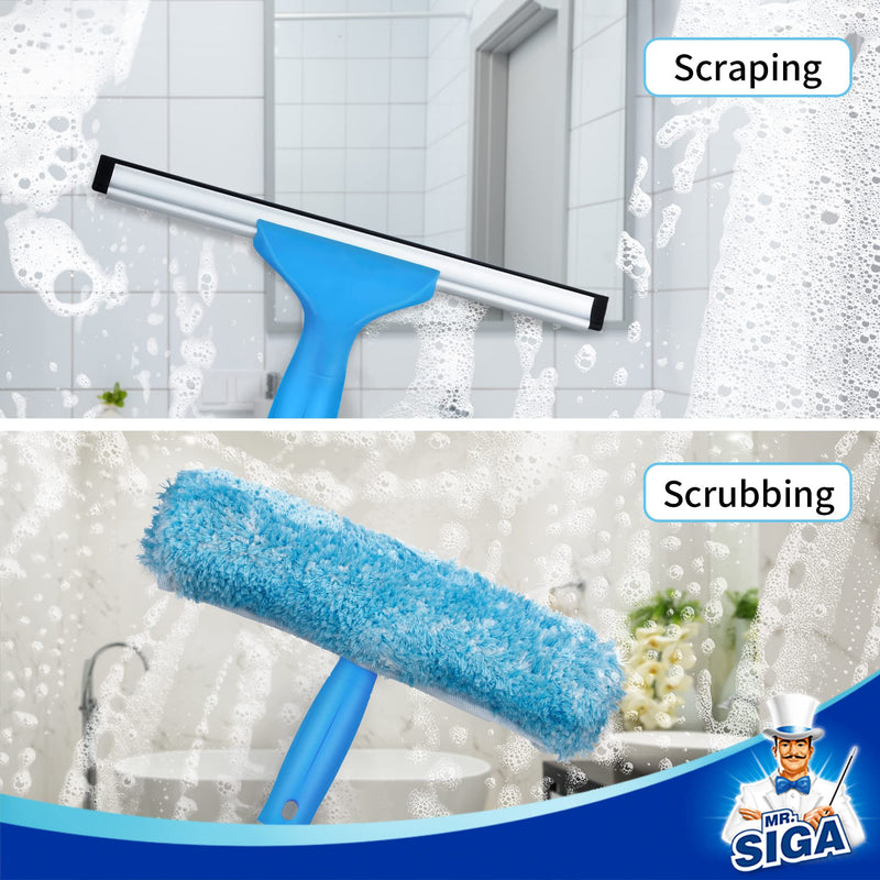[Australia] - MR.SIGA 54.3 inch Long Extension Pole, Adjustable 4 Pieces Aluminum Pole for Window Squeegee Silver & Blue 