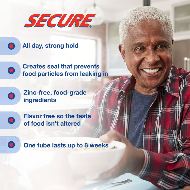 [Australia] - Secure Waterproof Denture Adhesive - Zinc Free - Extra Strong Hold For Upper, Lower or Partials - 1.4 oz (Pack of 2) 1.4 Ounce (Pack of 2) 