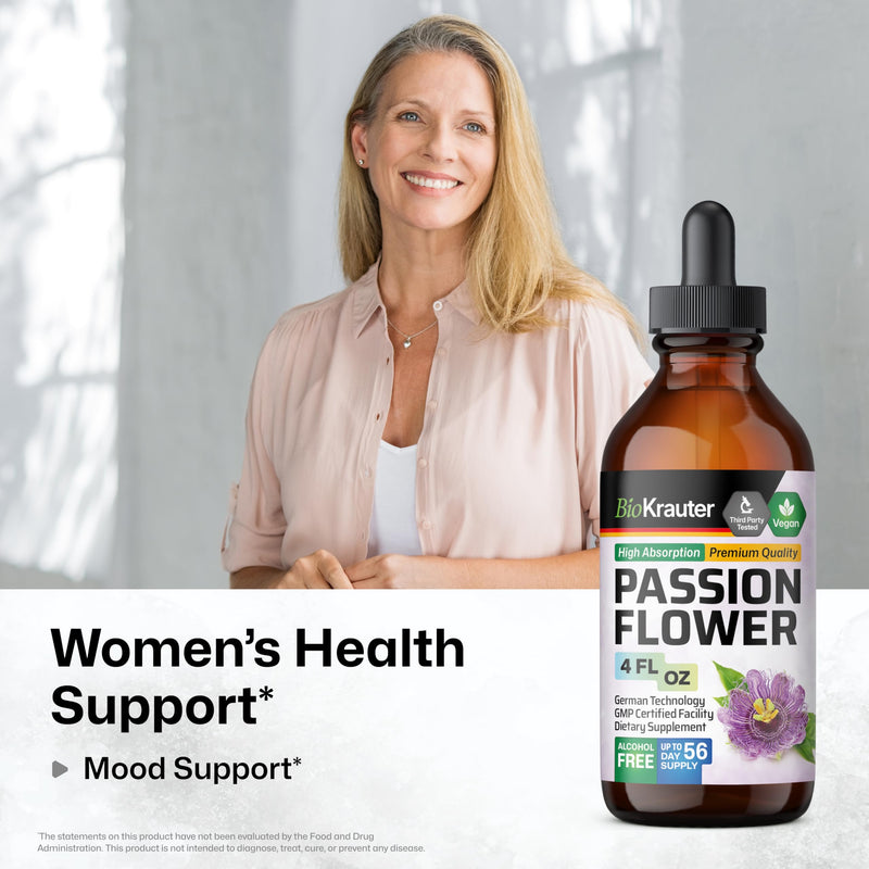 [Australia] - Passionflower Tincture - Organic Passion Flower Extract for Mood Support - Alcohol and Sugar Free - Vegan Passion Flower Tincture 4 Fl.Oz. 4 Fl Oz (Pack of 1) 