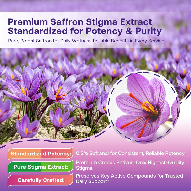 Saffron Gummies Kids & Adults, Mixed Fruit Flavor Sugar Free, Saffron Magnesium Supplements with 88.5mg Saffron Extract, B6, D3, Lutein, Omega-3, Brain, Focus, Calm & Vision Support, Vegan, 120 Counts 60 Count (Pack of 2)