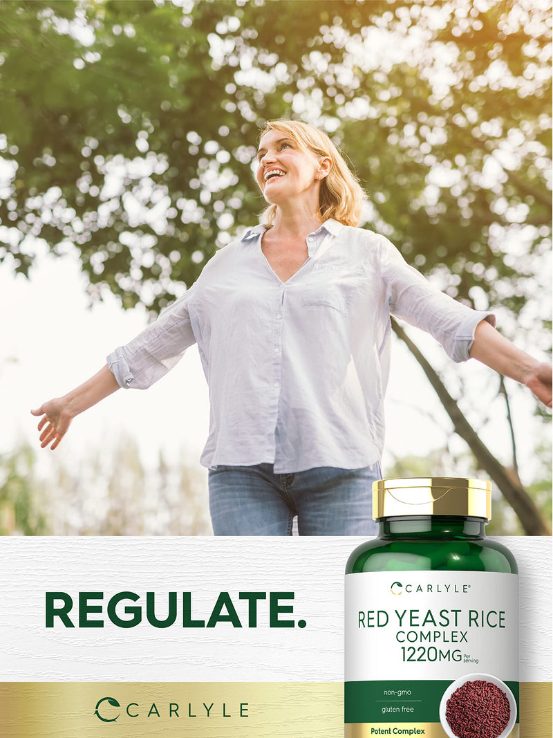 Carlyle Red Yeast Rice Complex | 1220mg | 120 Capsules | with Policosanol | Non-GMO and Gluten Free Supplement