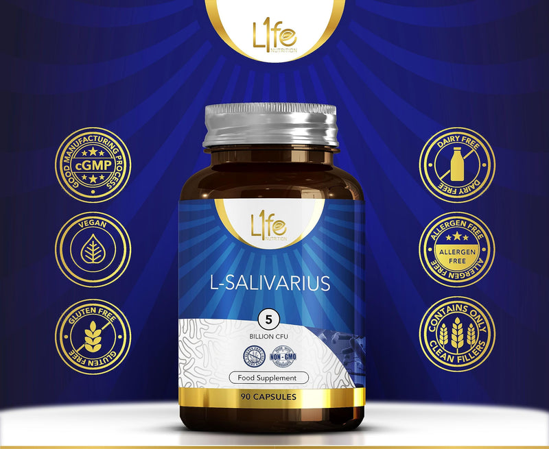 LN Lactobacillus Salivarius | 90 Lactobacillus Salivarius Probiotic Capsules - 5 Billion CFU L-Salivarius per Capsule | Non-GMO, Gluten & Allergen Free | Manufactured in The UK