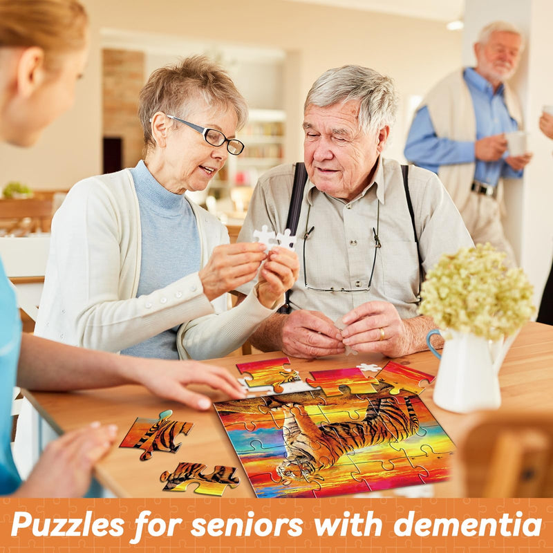 [Australia] - 5 Packs 16 Piece Large Jigsaw Puzzles for Dementia Alzheimer’s Products Activities, Alzheimer’s Puzzles Memory Cognitive Games for Elderly Seniors with 5 Storage Bags, Gift for Elderly Adults, Animal 