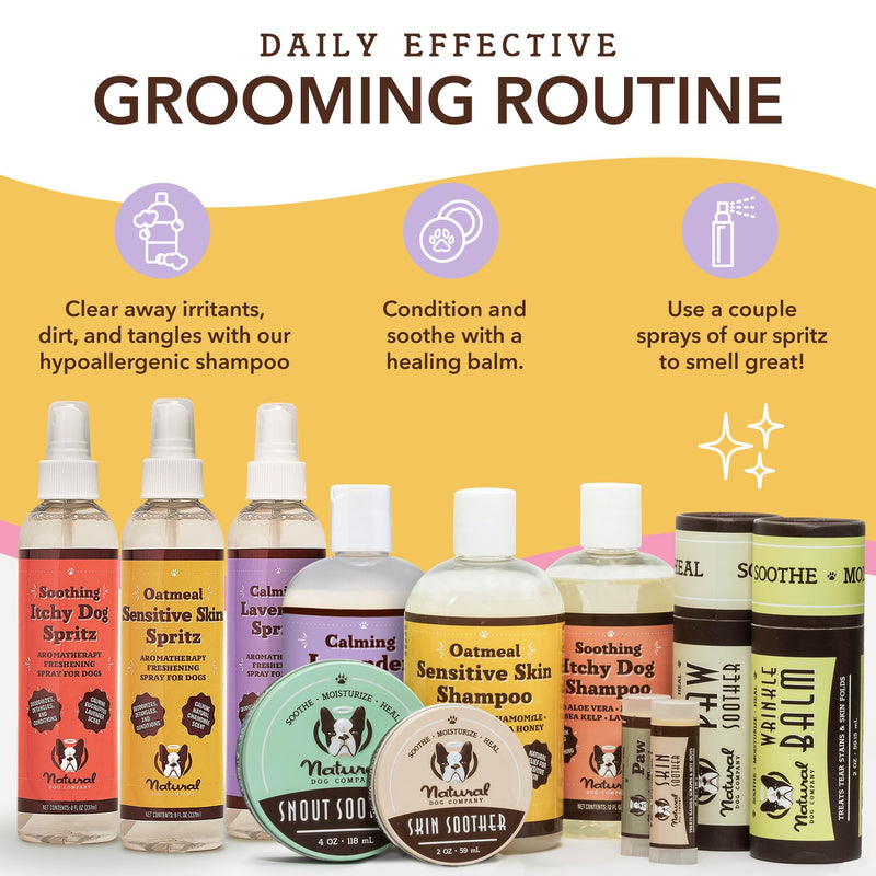 Natural Dog Company Sensitive Skin Shampoo and deodorizing Spray Grooming Bundle, Includes (1) Sensitive Skin Shampoo 12 Oz, (1) Sensitive Skin Dog deodorizing Spray 8 Oz - PawsPlanet Australia