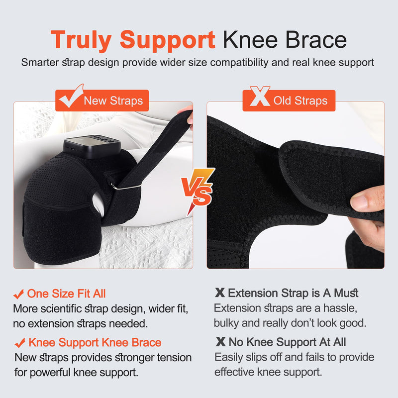 Knee Massager with Heat for Pain Relief V5.0[2026 Upgraded] - Electric Cordless Heated Knee Brace with 6 Heat Levels and 3 Vibration Massage Mode, Gifts for Men Women (Black, 1-Pack) Black (1pack)