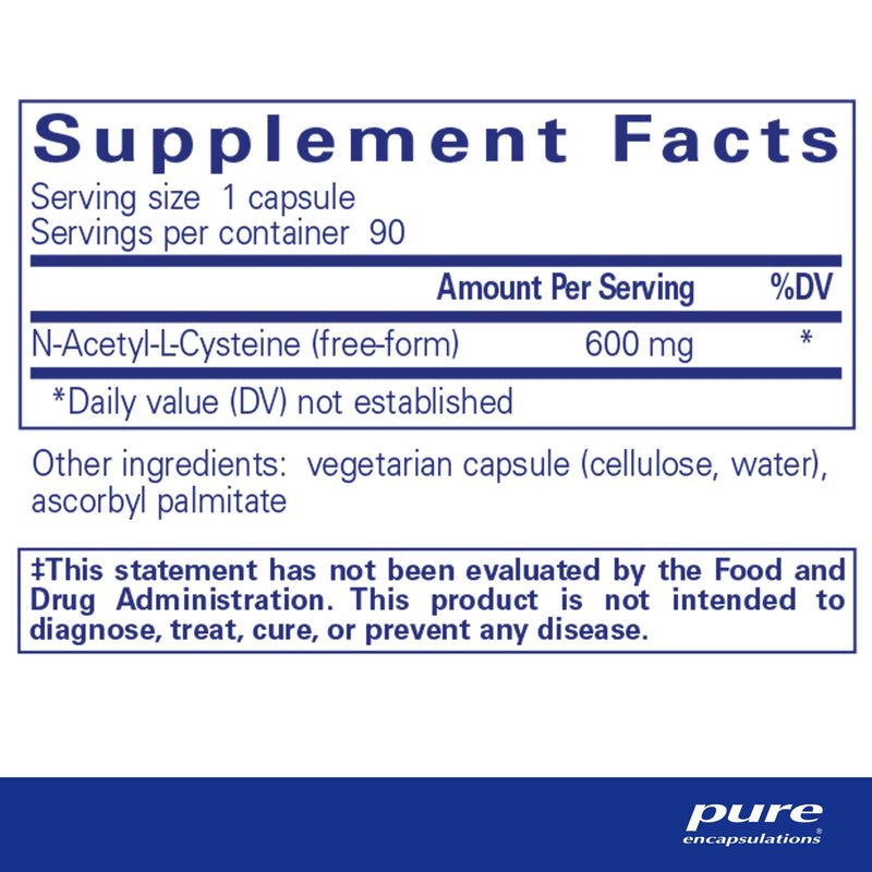 [Australia] - Pure Encapsulations NAC 600 mg - NAC Supplement for Lung Health & Immune Support, Liver Support & Antioxidants* - with Freeform N-Acetyl-L-Cysteine - 90 Capsules 90 Count (Pack of 1) 