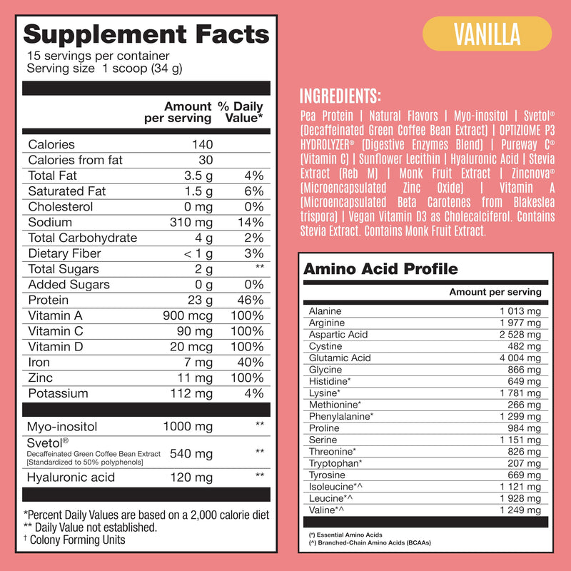 [Australia] - BIRDMAN Fitmingo Vegan Protein Powder for Women with Inositol, Collagen Boosters, Hyaluronic Acid & Vitamins | Low Carb, Dairy Free, Lactose Free, Low Calorie | 23g Plant Based Vanilla Protein Powder 15 Servings (Pack of 1) 