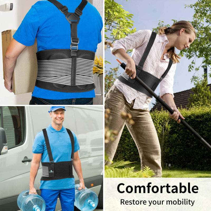 [Australia] - AllyFlex Sports® Back Brace For Lifting Work Y-shape Suspenders Safety Belt With Dual 3D Lumbar Support Relieve Pain, Prevent Injury - XL/XXL (45''-55'') XL/XXL (45''-55'') 