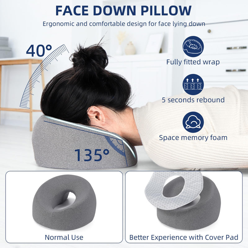 [Australia] - LIARTY Face Down Pillow with Silk Cover, Massage Headrest for Bed, Eyes Comfort, Stomach Sleeping, Prone Sleepers, Beach Tanning, Salon Spa Accessories Equipment 