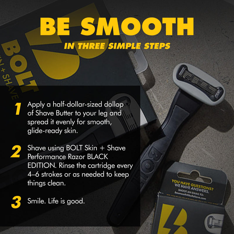 [Australia] - Performance Razor - Black Edition - 5-Blade Swedish Steel - Aloe & VIT E - Zinc Handle - Smooth Shave Kit - 2 Cartridges BOLT Performance Razor Black 