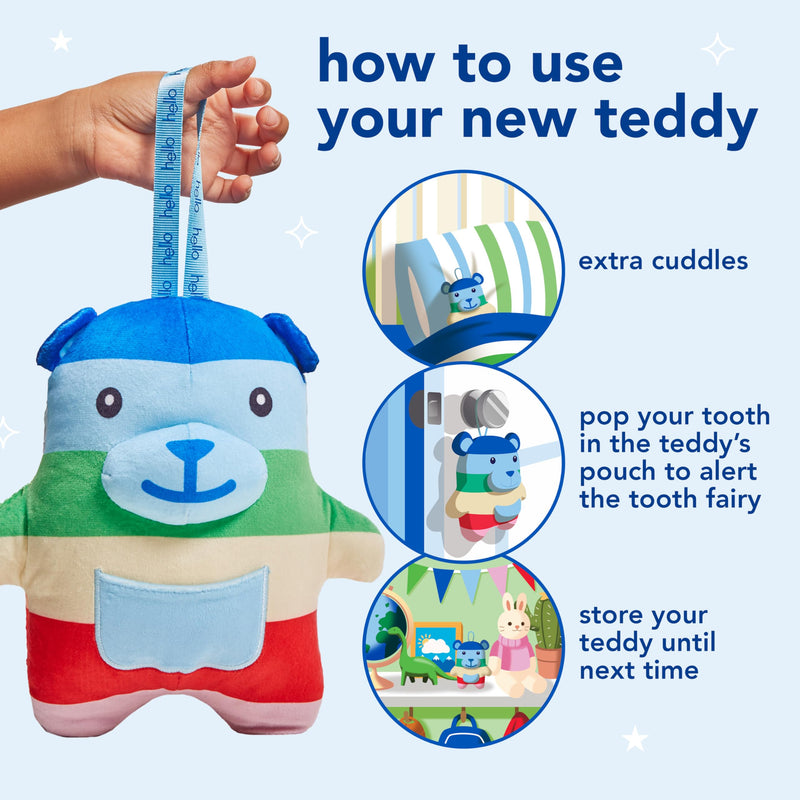 [Australia] - hello Tooth Fairy Kit with Tooth Fairy Door Hanger and Teddy Bear, Includes Full Size Fluoride Kids Strawberry Toothpaste and Kids Toothbrush, for Children Ages 3 and Up 0.84 Ounce (Pack of 5) 