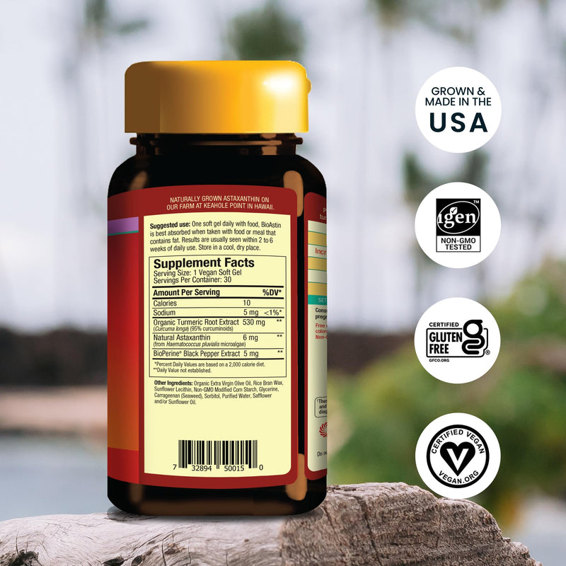 [Australia] - Nutrex Hawaii, TurmericAstin, with Turmeric, BioAstin Hawaiian Astaxanthin & BioPerine Black Pepper Extract, 30 Count 