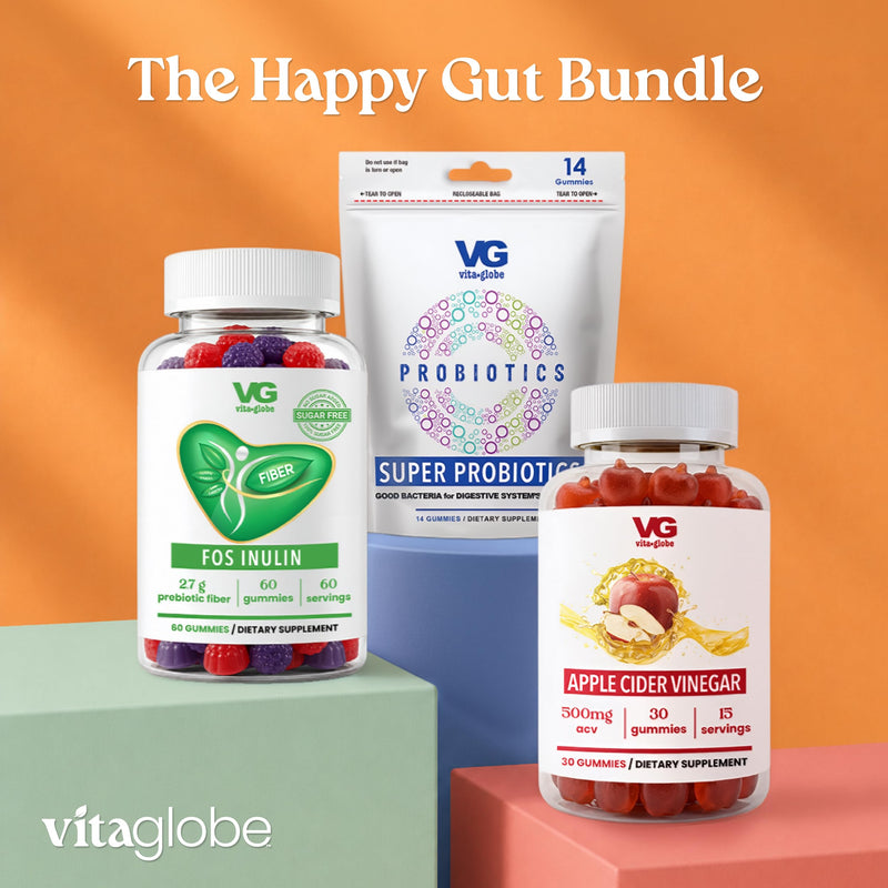 VITA GLOBE Apple Cider Vinegar Gummies 500mg with Mother, B6, B12 & Folate | Non-GMO, Vegan Daily Wellness Chewables, Digestive & Immune Support, 60 Gummies