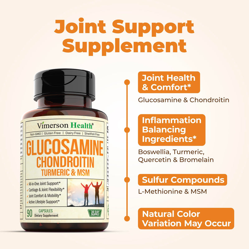 Vimerson Health Glucosamine Chondroitin Turmeric + Multivitamin for Women 2-Bottle Supplement Bundle for Her. Healthy Immune Response, Joint Support, Antioxidant Properties