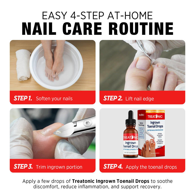 Treatonic Ingrown Toenail Clipper Removal Kit - Toenail Clippers for Thick, Fungal-Damaged, Curved Nails with Lifter & File, Long-Handle Pedicure Tools for Men, Women & Seniors