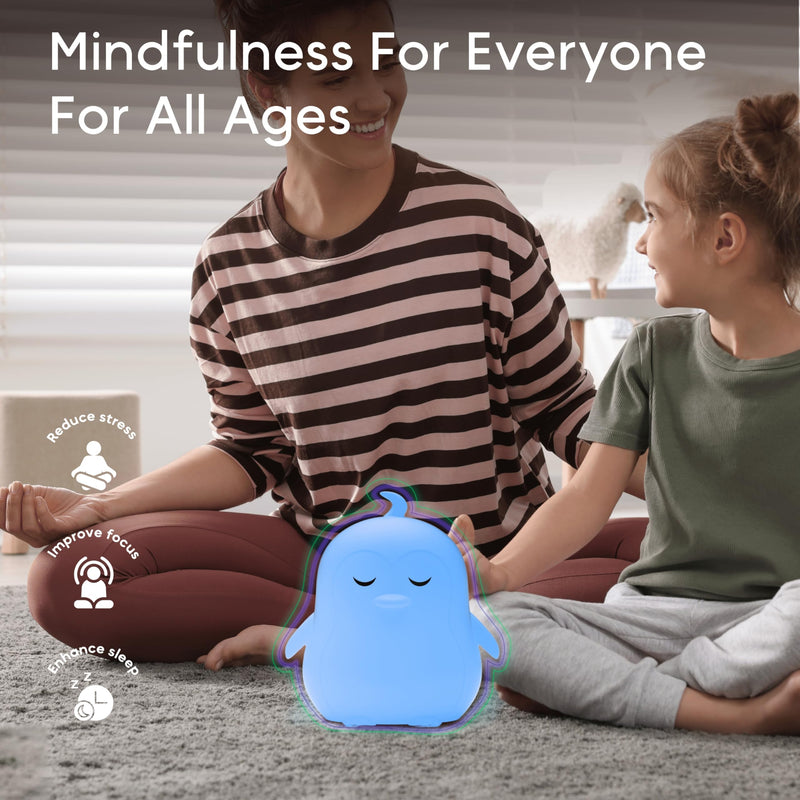 [Australia] - Mindfulness Breathing Light, Guided Visual Meditation Breathing Light, Breathing Pal 'Penny', 3 Breathing Modes with Night Light, Science-Based for Anxiety Relief/ADHD/Meditation/Sleep Aid Penny (Penguin) Standard 