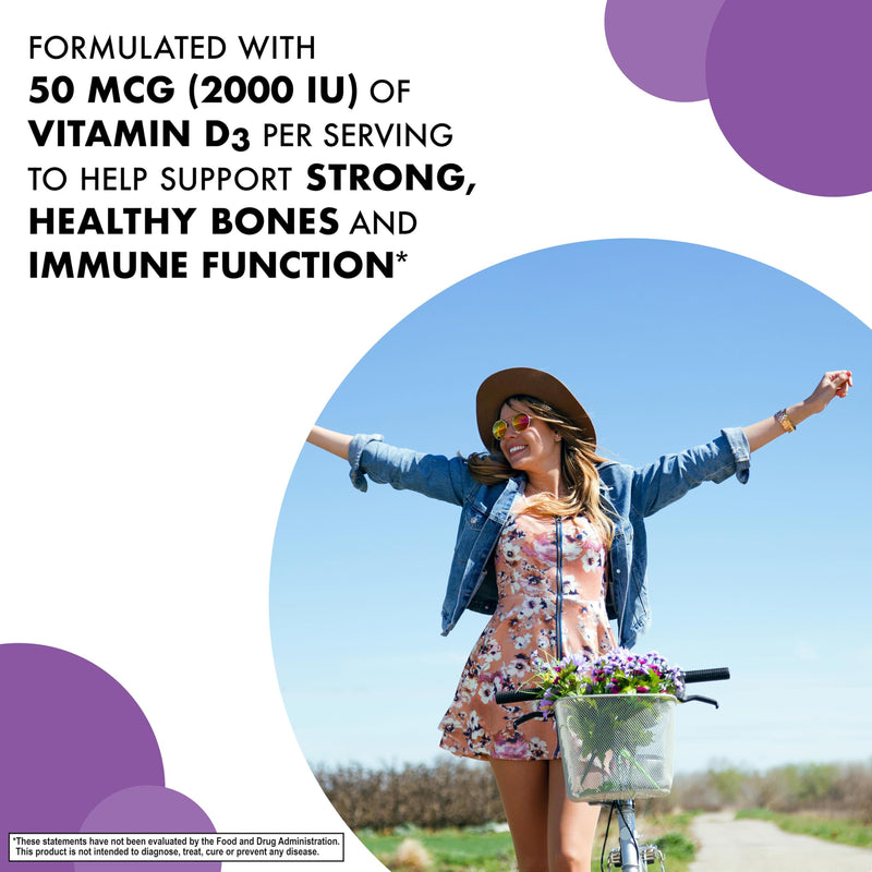 BlueBonnet Nutrition Vitamin D3 2000 IU, Chewables | Third-party tested for purity and potency; manufactured in the USA