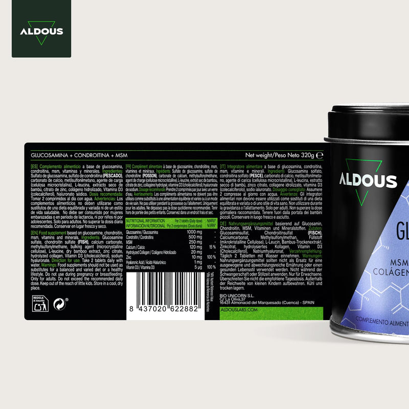 [Australia] - Glucosamine Chondroitin High Dose - 200 Tablets XL - MSM, Collagen, Hyaluronic Acid, Zinc, Calcium and Vitamin D3 - Natural Anti-Inflammation - For Bones and Joints - Plastic-Free 