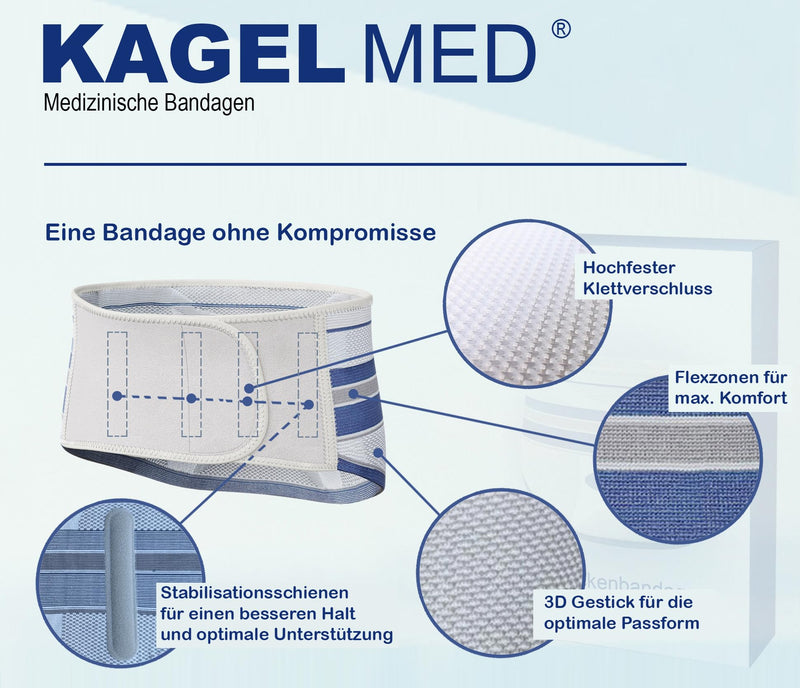 [Australia] - KAGEL MED back bandage - orthopedic bandage for men and women with metal supports and 3D compression - medical back support belt & back strap & kidney warmer (L (95-110cm)) L (95-110cm) 