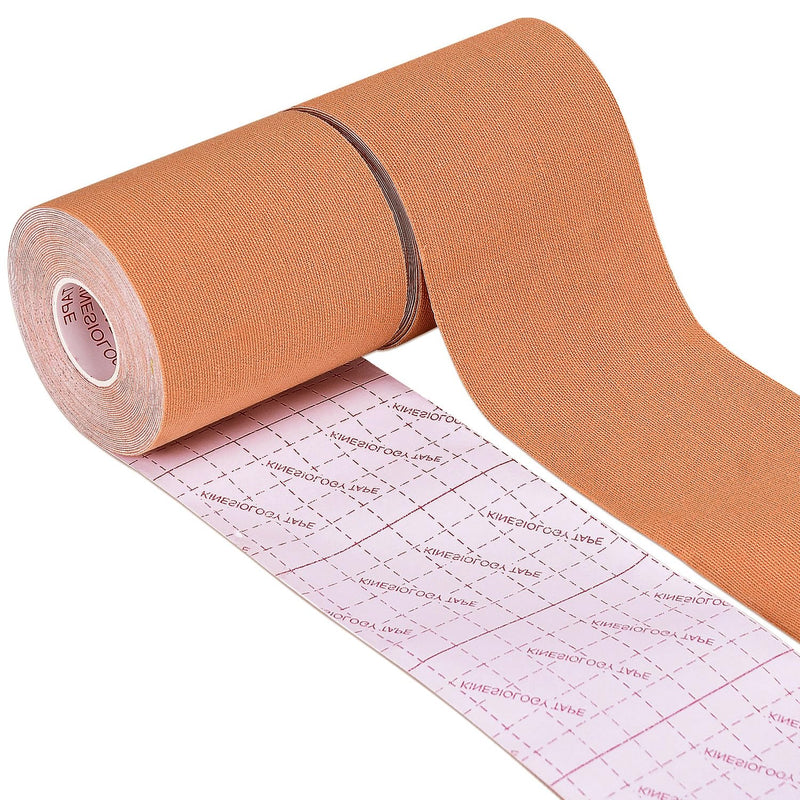 3 Pack Kinesiology Tape, Water Resistant Muscle Support Adhesive Sport Tape for Pain Relief, Latex Free Cotton Elastic Athletic Tape for Joints, Knee, Ankle, Shoulder, Wrist - Tan 3in 5.5yd