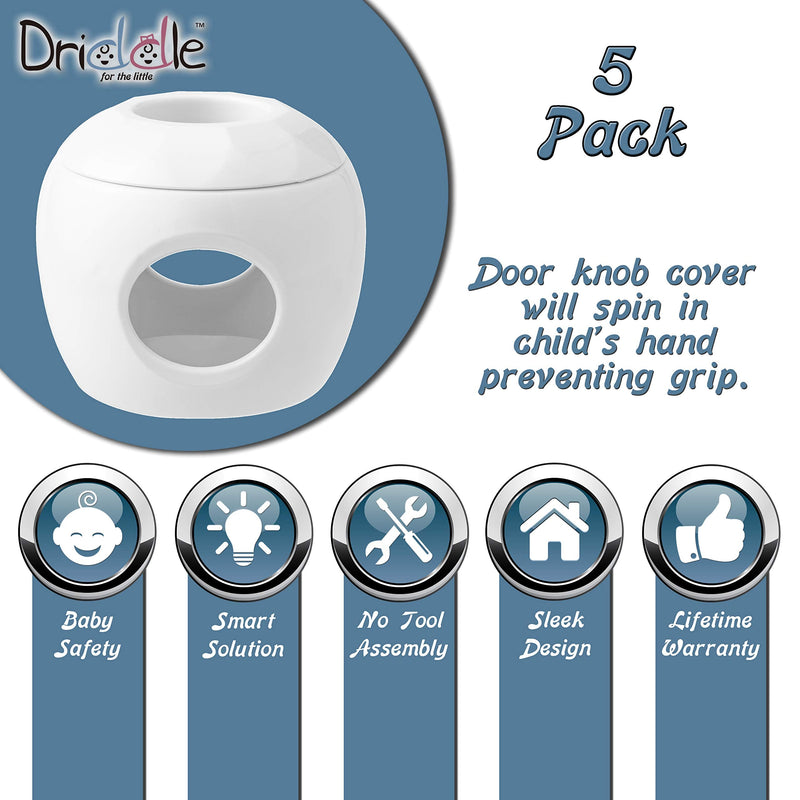[Australia] - Door Knob Safety Cover for Kids - 5 Pack - Baby Proof Door Knob Covers - Door Locks for Kids Safety Child Proof - White 