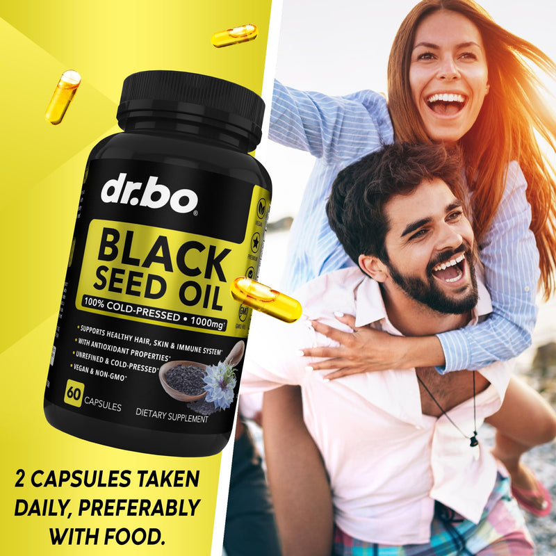 [Australia] - Black Seed Oil Capsules Vegan - Pure Cold Pressed Black Seed Oil Nigella Sativa for Skin & Hair Health, 500mg Each, 1000mg Per 2 Capsule Serving Black Cumin Seed Oil Capsules Halal - 60 Softgels Pills 