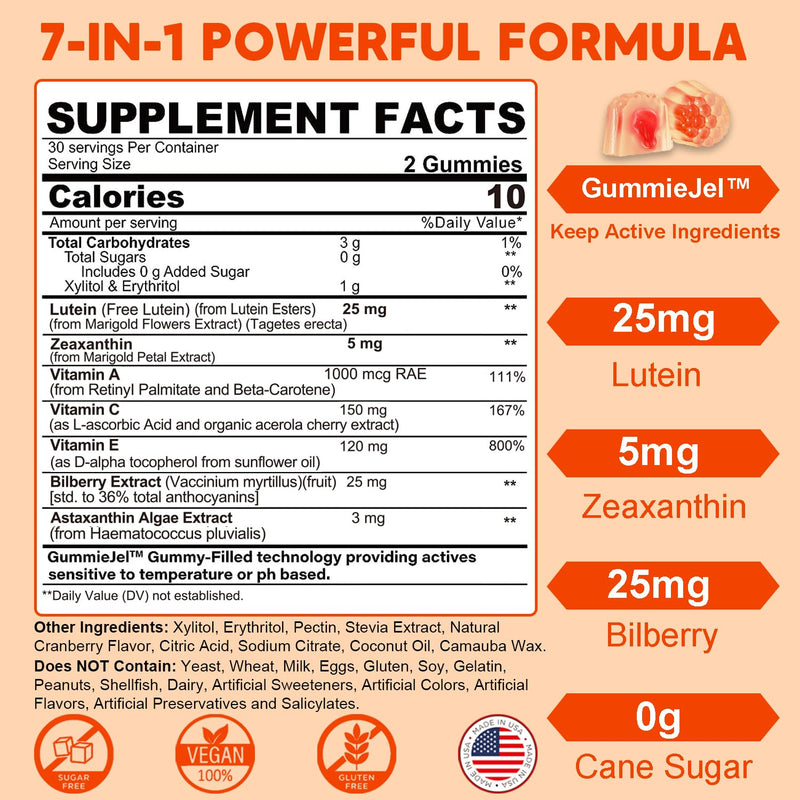 NEVISS Sugar-Free CoQ10 Gummies 60 Count + Lutein Gummies 60 Count