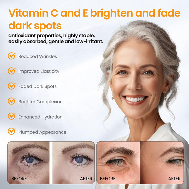 Super Vitamin C Face Serum for Women over 70,Anti-Aging, 1 fl oz | Hydrating Brightening Formula - Vitamin C, Hyaluronic Acid, Vitamin E, Caffeine - Face Lift Serum for Wrinkles, Dark Spots White-Pack of 1