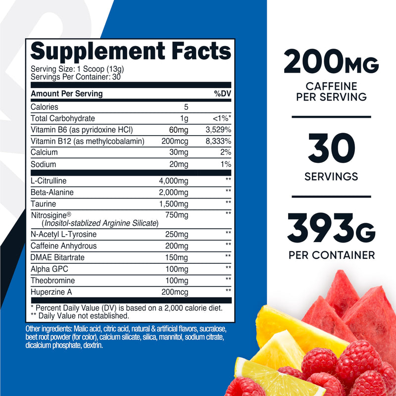 [Australia] - Nutricost Pre-Workout Complex Powder (30 Servings, Fruit Punch) - with Beta-Alanine, Taurine & Amino Acids 13 Ounce (Pack of 1) 