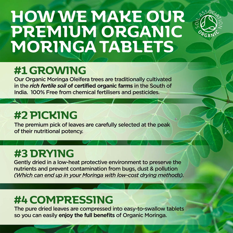 Pure Organic Moringa Tablets 180, Award Winning Natural Moringa 2-Month Supply, Easier to Swallow Than Moringa Capsules & Powder, Rich in Essential Vitamins & Minerals by Inner Vitality