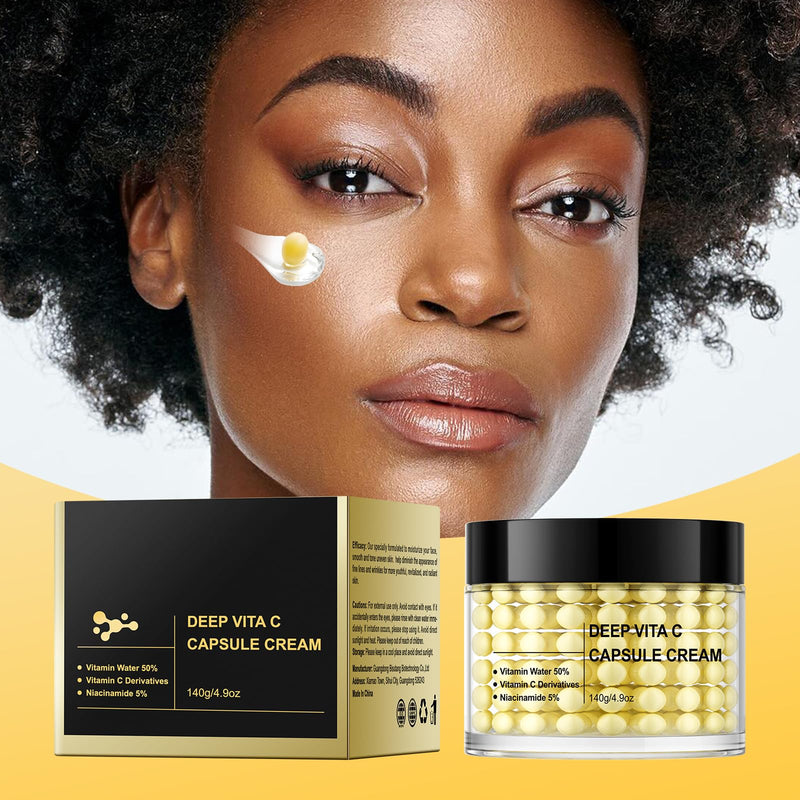Deep Vitamin C Capsule Face Cream,Moisturizer Capsule Facial Cream,Hydrating Night Face Cream Skincare 4.9 OZ Vitamin C Capsule Cream