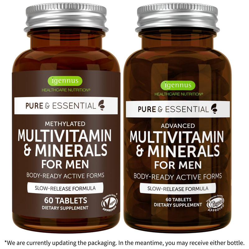 Multivitamin & Minerals for Men + High Absorption Curcumin C3 Complex, Vegan Bundle, Sustained Release Advanced Multivitamin + 300% Greater Absorption Curcuminoids with Rapid Uptake, By Igennus