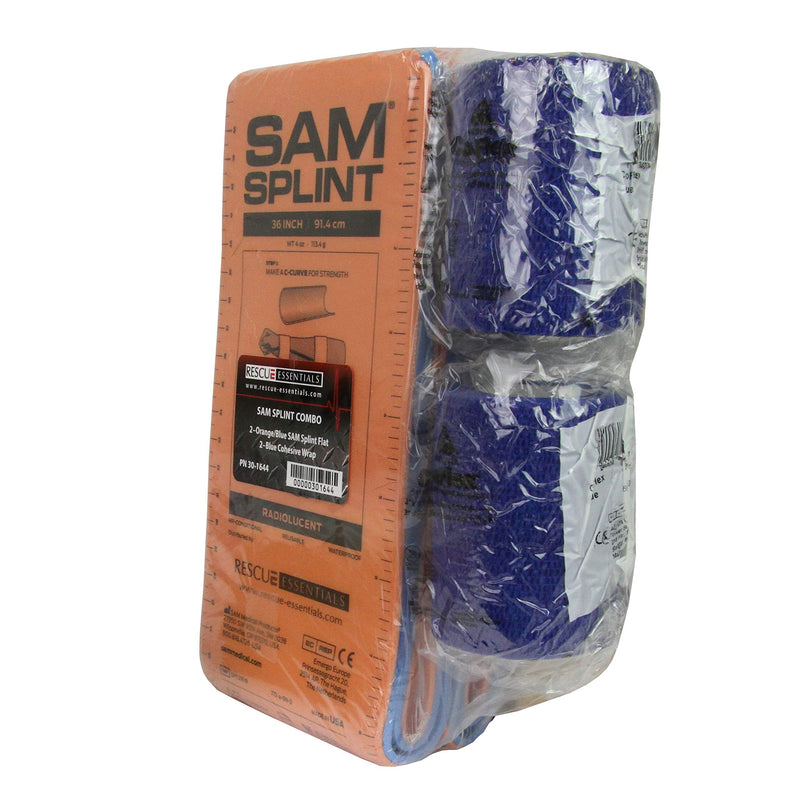 SAM® SPLINT COMBO PACK (2 ORANGE/BLUE 36" SPLINTS & 2 BLUE COHESIVE WRAP)