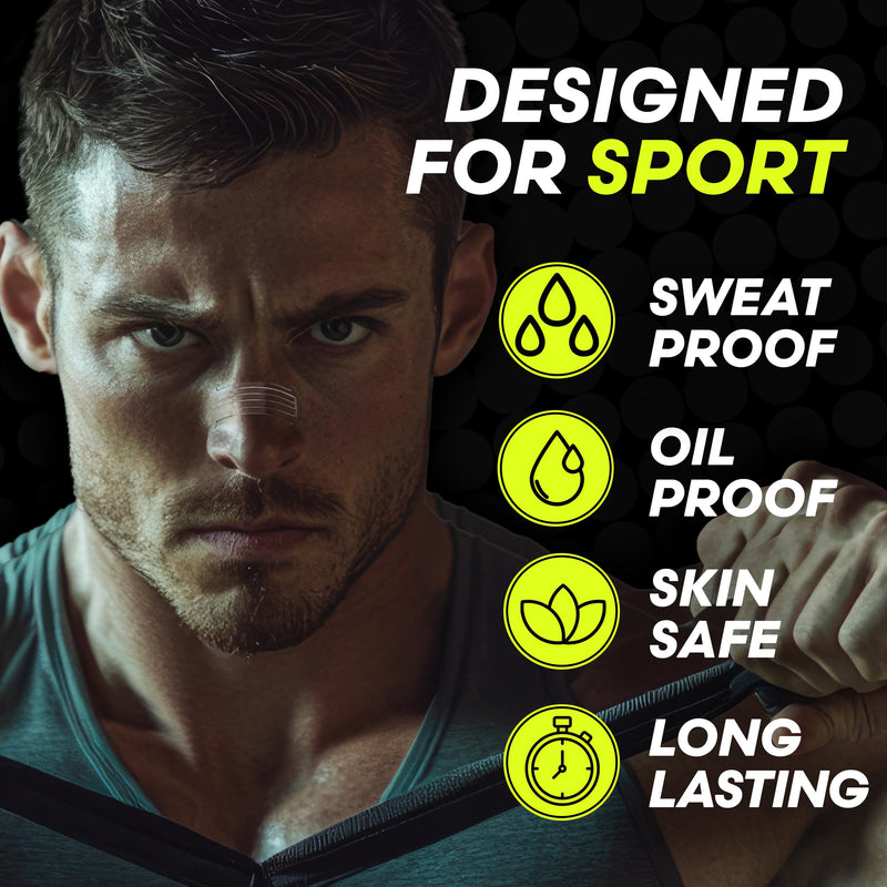 [Australia] - Nasal Strips (60 Count) - Oil & Sweat Resistant Adhesive - Athletic Nasal Strips for Sport & Nose Strips for Snoring & Sleeping - Nose Strips for Breathing (Clear Transparent) 