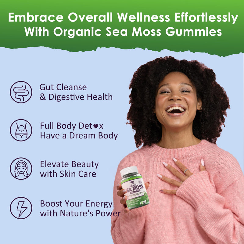 [Australia] - Sea Moss Gummies - Irish Sea Moss Gummies for Adults & Kids - Advanced Superfood Seamoss Supplement with Organic Bladderwrack & Burdock Root ExtractÔºåACV for Daily Immune, Gut Cleanse, Vegan, 60 Counts 60 Count (Pack of 1) 