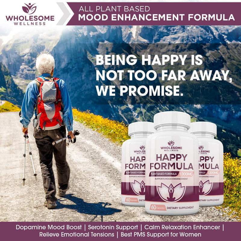 [Australia] - Wholesome Wellness Happy Formula Natural Formula Relief Supplement for Women & Men | 60 Capsules 