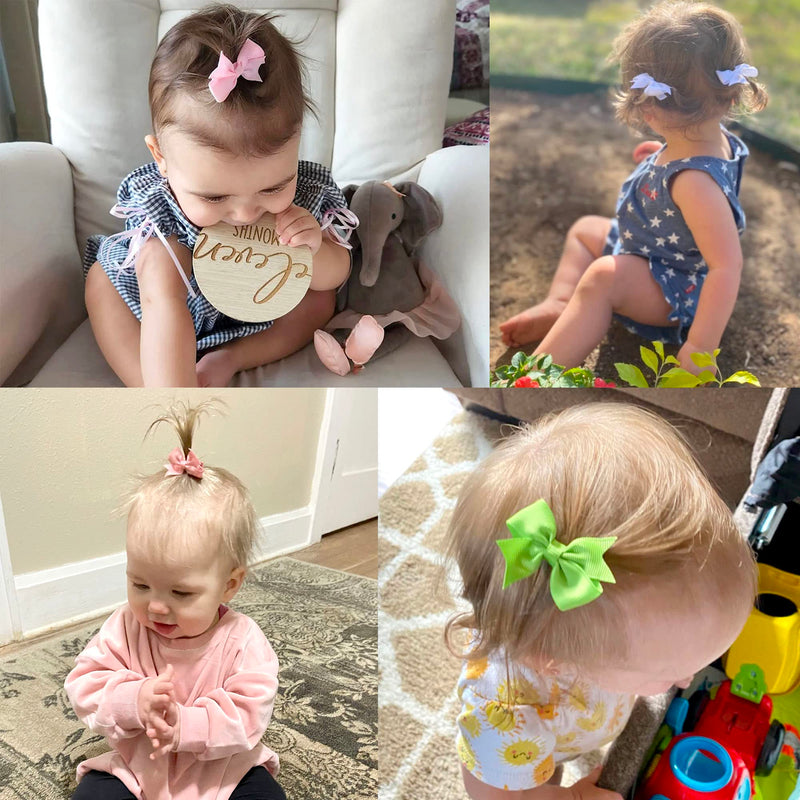 [Australia] - CÉLLOT Baby Hair Clips 50Pcs Tiny 2" Baby Hair Bows Fully Covered Barrettes Clips for Baby Girls Infants and Toddlers,25 Colors in Pairs 