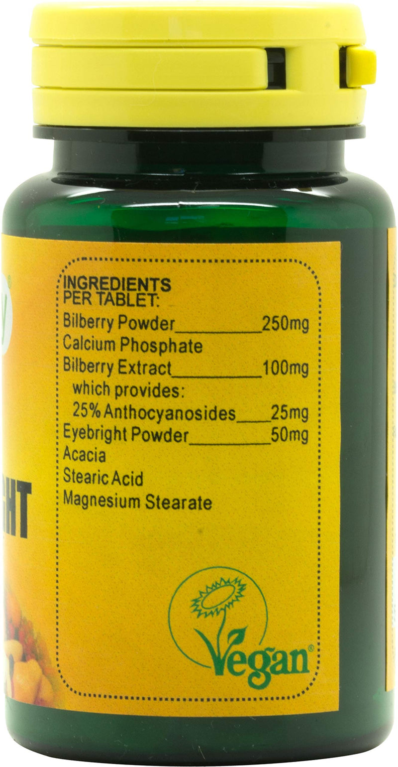 Bilberry with Eyebright : Eye Health Plant Supplement : 30 Vtabs, in a Planet-Friendly 99% Recycled Pot