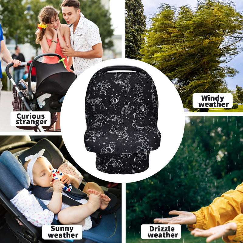 [Australia] - Rquite Baby Car Seat Cover, Carseat Cover Girls Boy, Stretchy Infant Car Seat Cover, Breathable Baby Carrier Cover, Soft Car Seat Canopy, Multi-use Covers Up for Stroller, Shopping Cart, High Chair Constellation 