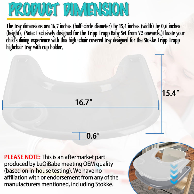[Australia] - High Chair Tray Cover Compatible with Stokke Tripp Trapp Chair with Cup Holder - Smooth Surface and Strong Suction - Made with Food-Safe Plastic (BPA BPS BPF Lead Phthalate Free) - Clear 