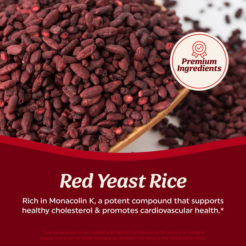 [Australia] - Red Yeast Rice with CoQ10 + Omega 3 for Healthy Cholesterol Support | 1200mg | Heart Health Support | Red Yeast Rice 1200 mg. Capsules | Non-GMO, Gluten-Free | Heart Health Supplements | 90 Ct 