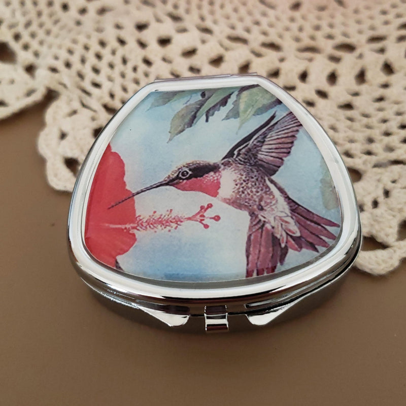 Designer Pill Box by Houder - Decorative Pill Case with Gift Box - Carry Your Meds in Style (Hummingbird) Hummingbird