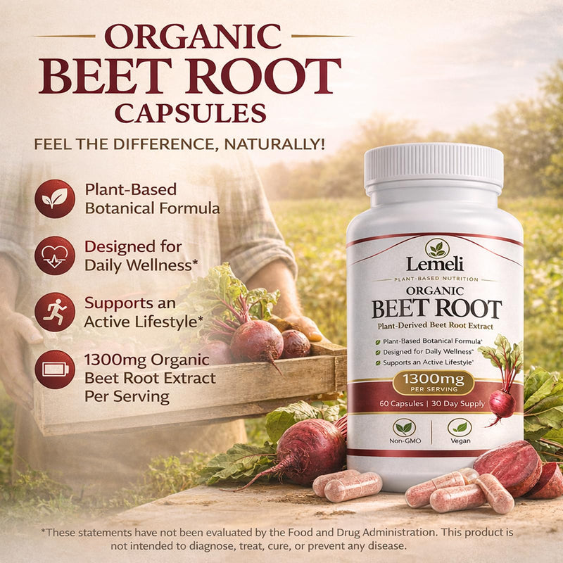Beetroot, Beet Root Capsules 1300mg Nitric Oxide Booster with Beetroot Extract, Vitamin C & Black Pepper, High Nitrate Vegan Supplement, 60 Count 60 Count (Pack of 1)