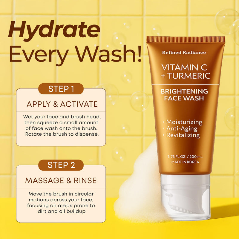 Vitamin C & Turmeric Face Wash – Dermatologist Tested, Anti-Aging, Korean Skin Care – Evens Skin Tone, Reduces Dark Spots, Boosts Radiance – Clean Vegan Beauty – 200 ML Vitamin C & Turmeric