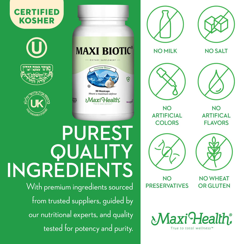 [Australia] - Maxi Health - Maxi Biotic Aged Garlic Extract Capsules (90 Count) | Kyolic Garlic Supplement with Spirulina, Echinacea, Oregano and Enzymax - Natural Antioxidant - Wellness Support 90 Count (Pack of 1) 